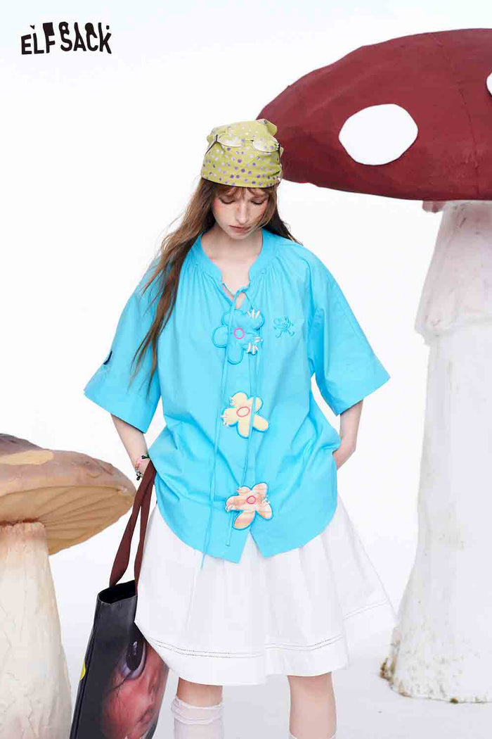 ELFSACK A-Line Wide Leg Cotton Shorts