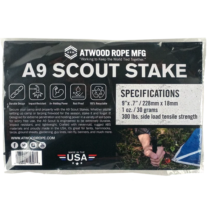 ARM A9 Tent Stake - 6 Pack - Atwood Rope - Sleeping Accessories