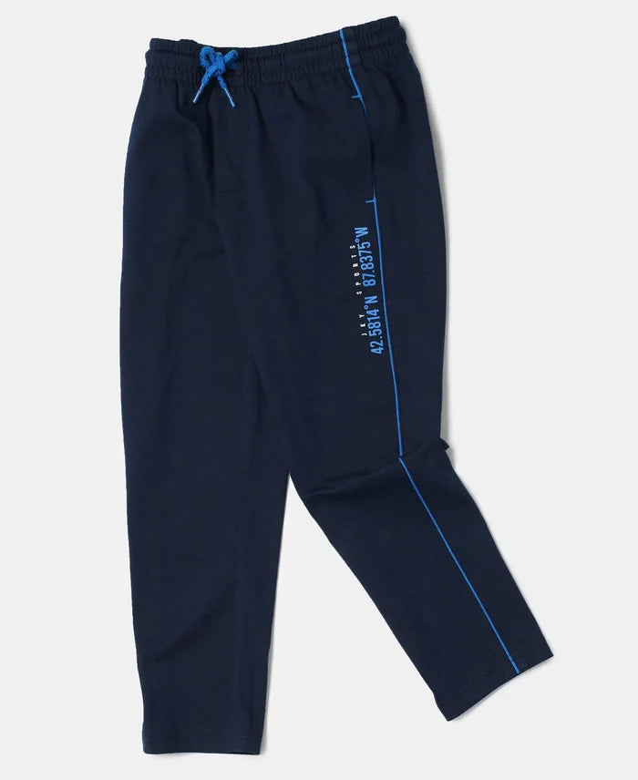 Super Combed Cotton Rich Graphic Printed Joggers with Elasticated Hem - Navy-5
