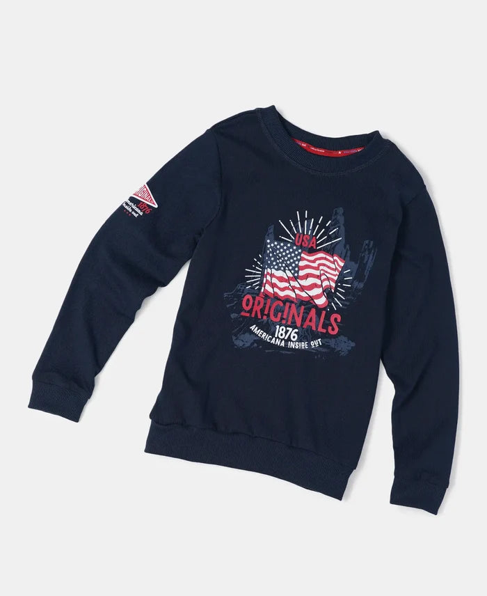 Super Combed Cotton Rich Graphic Printed Sweatshirt - Navy-5
