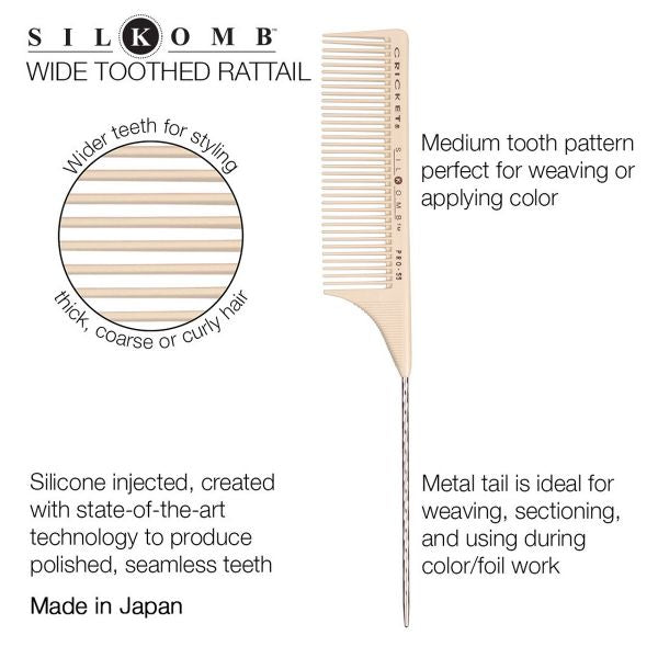 Cricket Silkomb Pro-55 Wide Toothed Rattail Comb