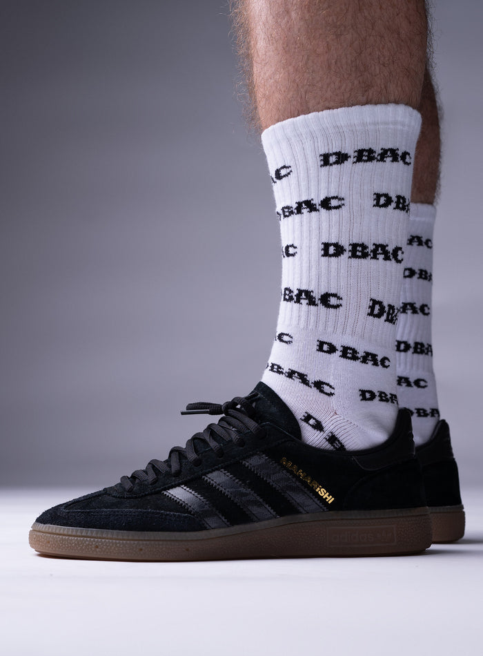 Studio Image Of Dbac Crew Socks In Optic White (SS Model)