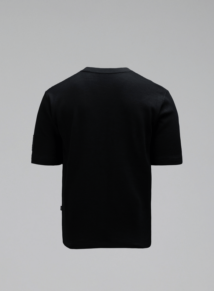 SM Cut of Out Dissident Waffle Short Sleeve T-Shirt In Obsidian Black (GM)