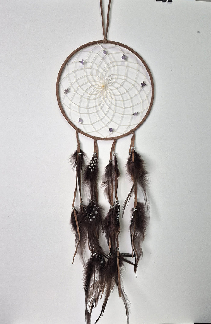Dream Catcher 6" Brown with Amethyst