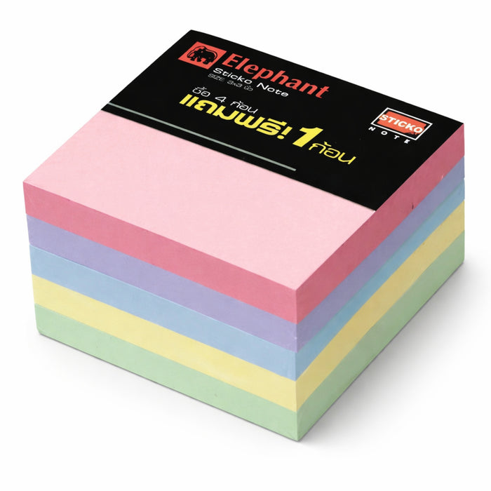 Elephant Sticky Note Standard 3 X 3 (OPP) Pastel Stack - 500 Sheets