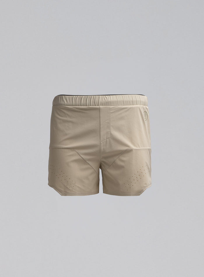 Hem Cut Out Image of Force Trail Running 4” Shorts In Stone (GM)