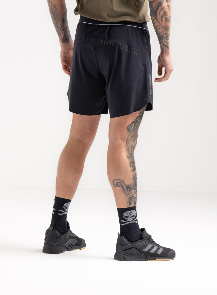 Angus Is 6ft 4" And Wears Size: L | Hem Studio Image Of Model Wearing Force Velocity 2-In-1 Short G2 In Black (SS Model)