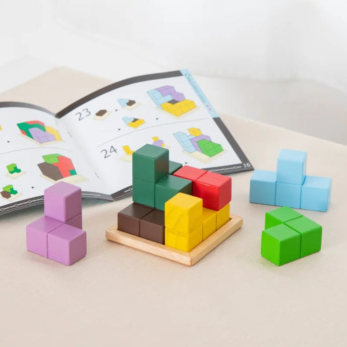 Geni Toys Wooden Challenge Cube Puzzle Blocks