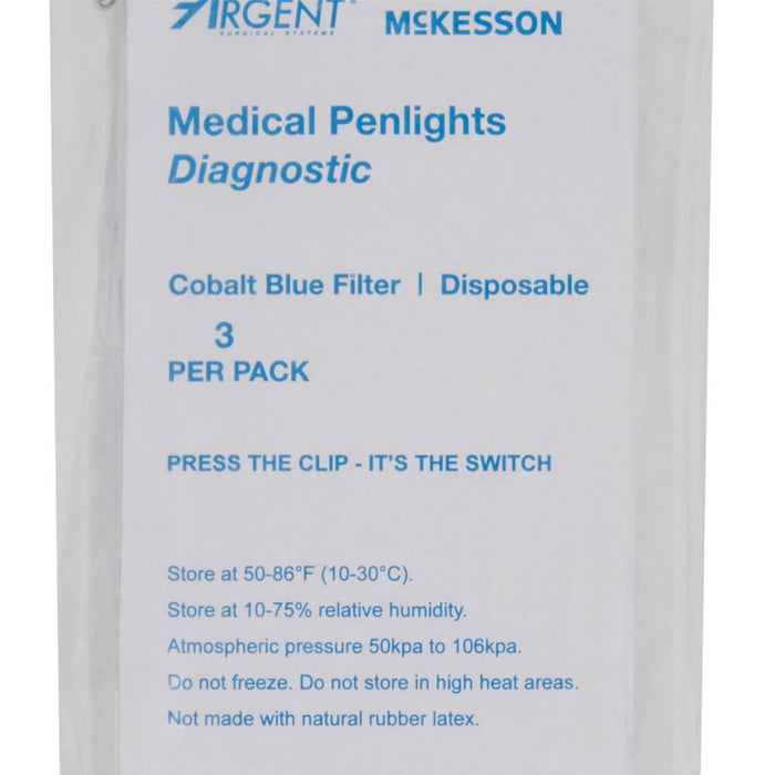 McKesson Penlight, White Light with Cobalt Filters, 4.5" Length, Disposable - 22-6303-Single - LL Medico