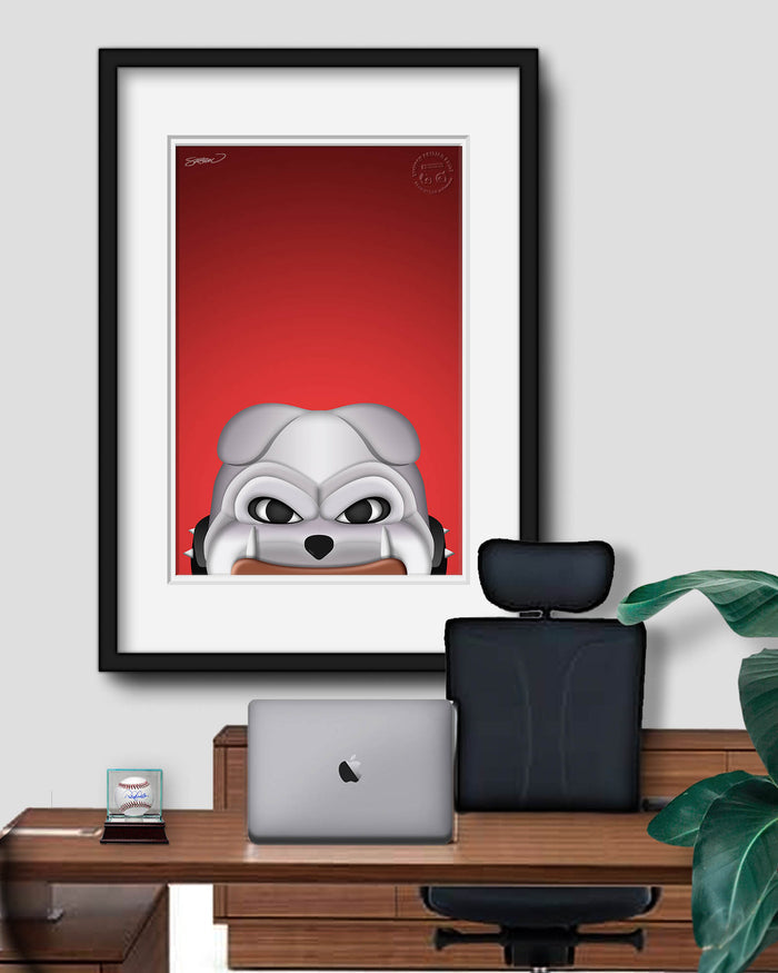 Minimalist Hairy Dawg Mascot Peeker Art Print