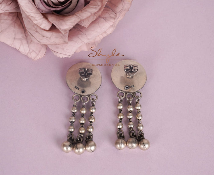 Mizoya Embossed Flower Motif Ball Drop Earring