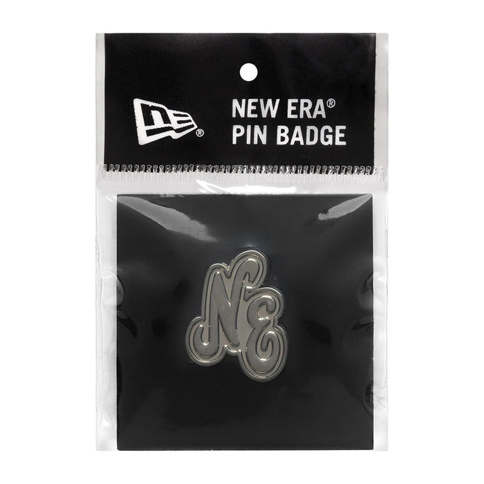 This is a New Era Script Heritage Connect Silver Pin Badge 3