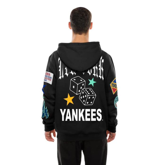 The Male model is wearing New York Yankees MLB x Uptown Threads Black Pullover Hoodie 2