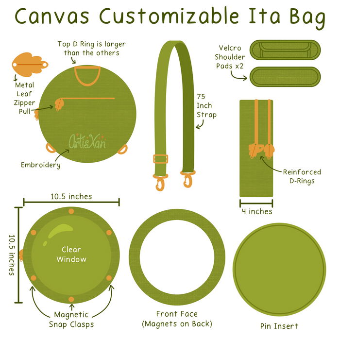 PRE-ORDER: Round Organizer for Canvas Customizable Ita Bags