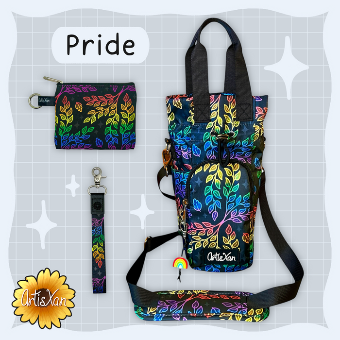 Pride Water Bottle Bag with Fidget Zipper Pull