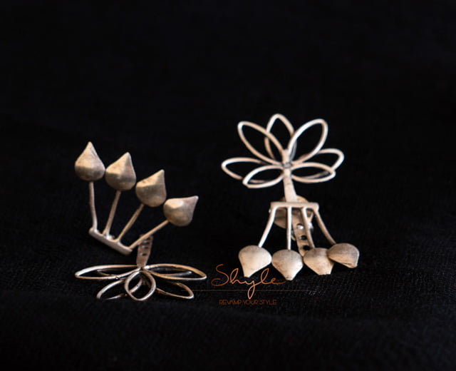 Qurbat Lotus Motif Intricate Studs front