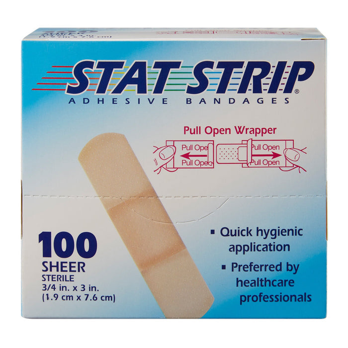 Stat Strip Adhesive Bandages Sheer, Sterile, 3/4" x 3"