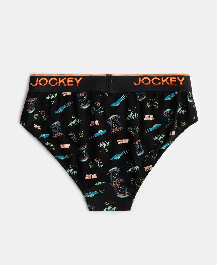 Super Combed Cotton Elastane Stretch Printed Brief with Ultrasoft Waistband - Chilli Pepper & Black (Pack of 2)