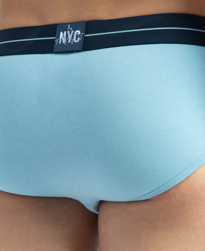 Super Combed Cotton Elastane Stretch Solid Brief with Ultrasoft Waistband - Dusk Blue