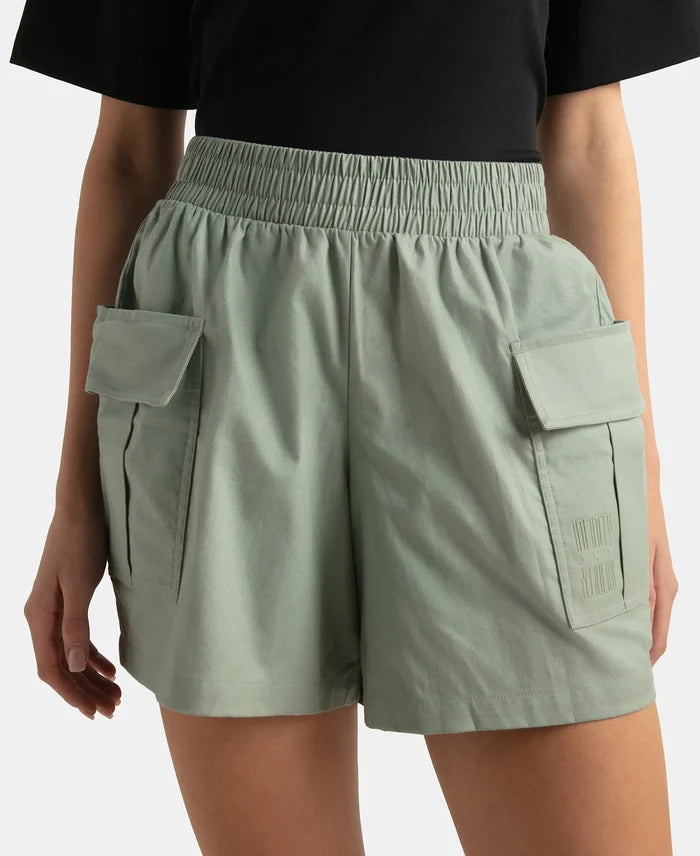Super Combed Cotton Regular Fit Hybrid Cargo Shorts - Iceberg Green