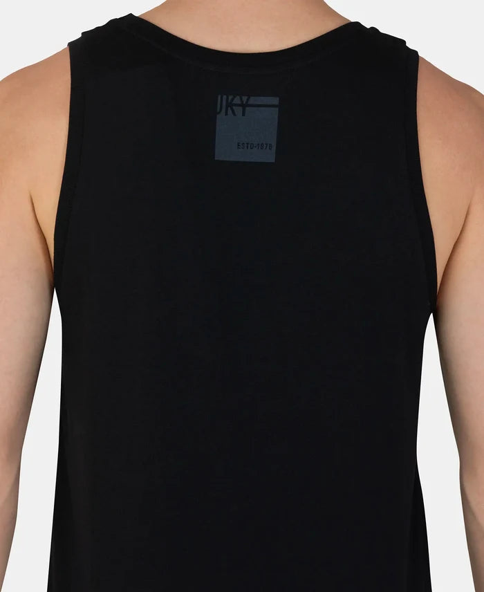 Super Combed Cotton Rich Graphic Printed Tank Top - Black