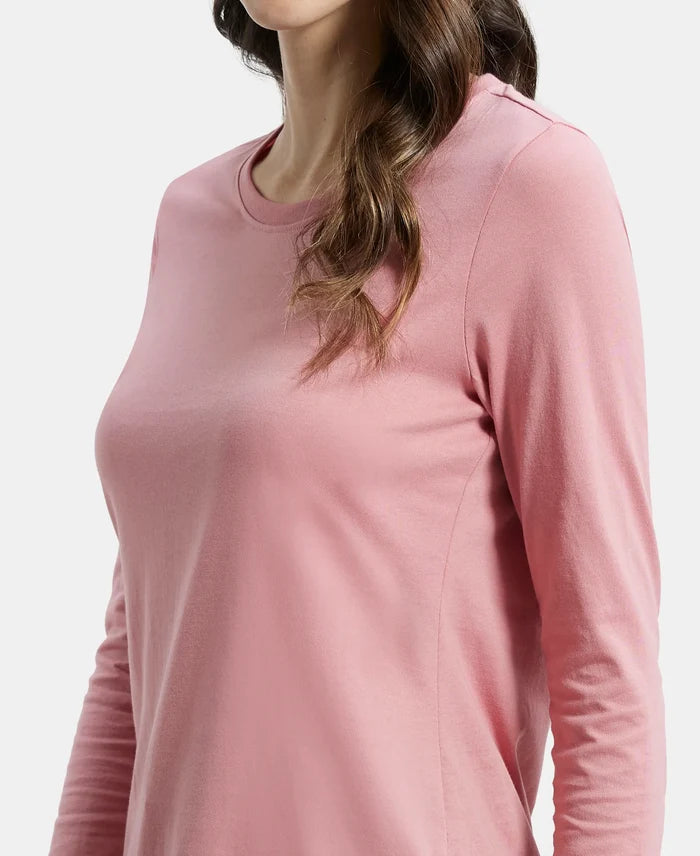 Super Combed Cotton Rich Relaxed Fit Solid Round Neck Full Sleeve T-Shirt - Brandied Apricot-7