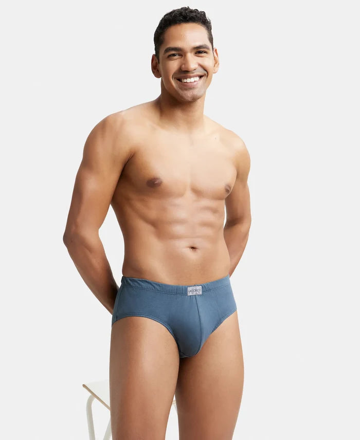 Super Combed Cotton Solid Brief with Ultrasoft Concealed Waistband - Deep Slate-6