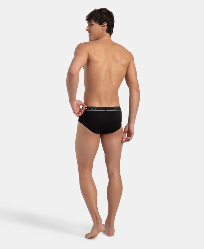 Super Combed Cotton Solid Brief with Ultrasoft Waistband - Black (Pack of 3)