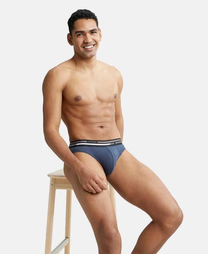 Super Combed Cotton Solid Brief with Ultrasoft Waistband - Graphite-6