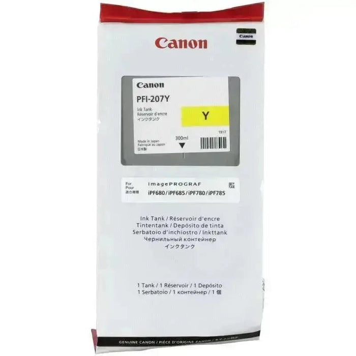Tinta Canon Pfi-207Y-Amarillo | Para imagePROGRAF iPF680 / iPF685 / iPF785 / iPF670 / iPF770 / iPF780 - Panamá