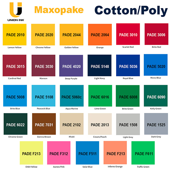 Union Maxopake Color Card
