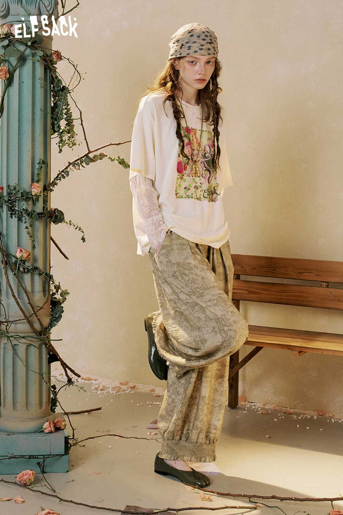 2-in-1 Floral Print Scallop Hem Tee
