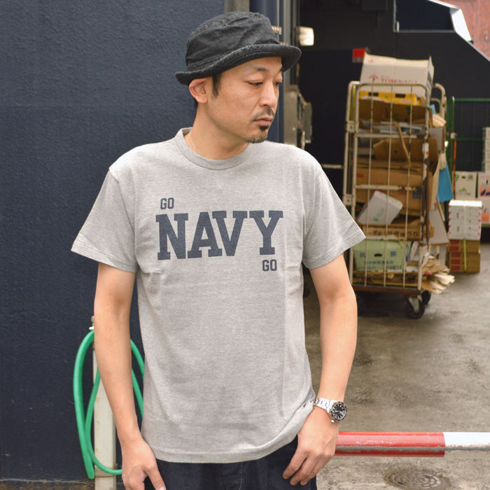 2ND-HAND (WAREHOUSE) "4064 GO NAVY" Print T-shirt