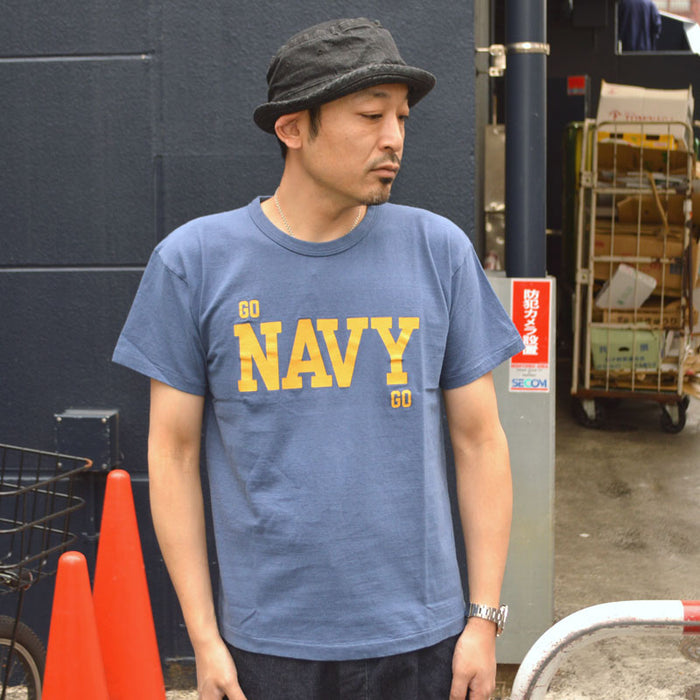 2ND-HAND (WAREHOUSE) "4064 GO NAVY" Print T-shirt
