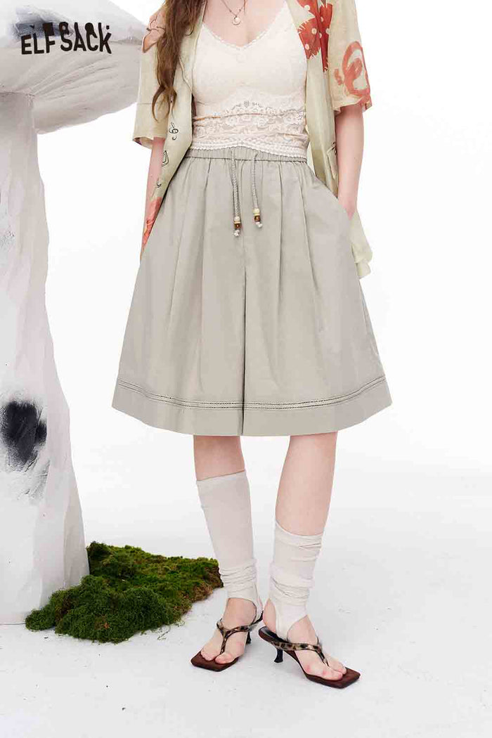 ELFSACK A-Line Wide Leg Cotton Shorts