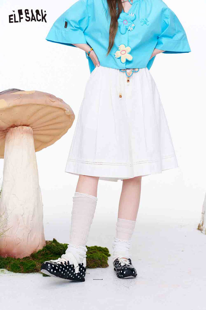 ELFSACK A-Line Wide Leg Cotton Shorts