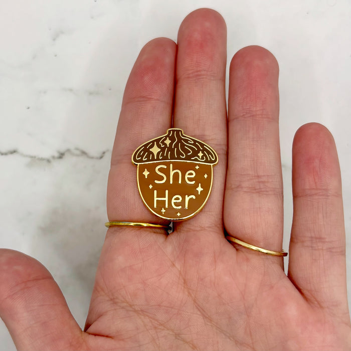 Acorn Pronoun Enamel Pin