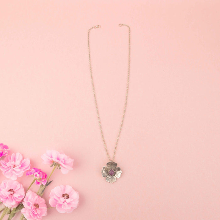 Adya Blush Bloom Flower Drop Necklace Earring Ring Set