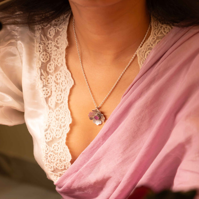 Adya Blush Bloom Flower Drop Necklace
