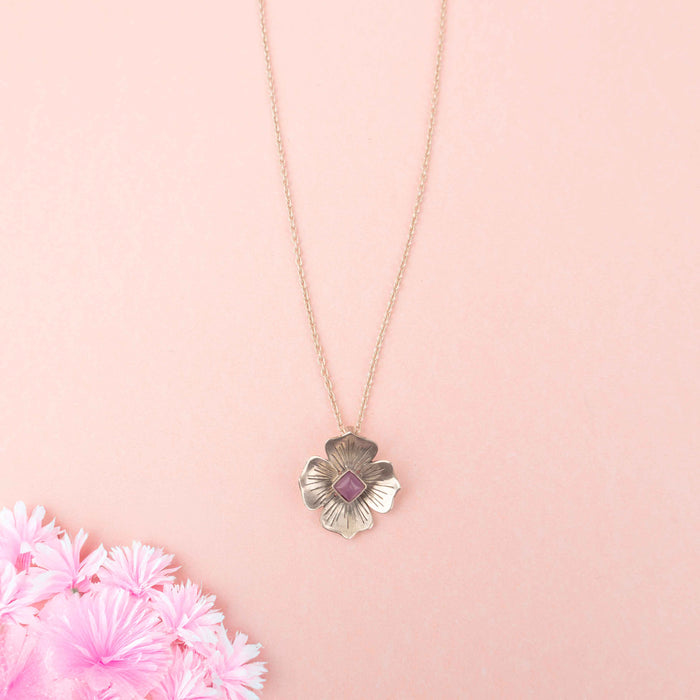 Adya Blush Bloom Flower Drop Necklace