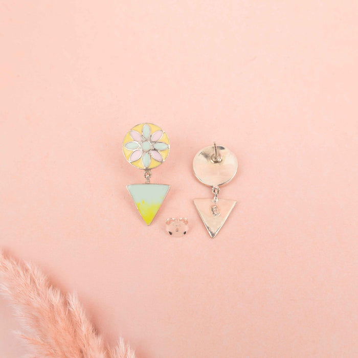 Adya Flower Motif Pastel Enamel Drop Earring