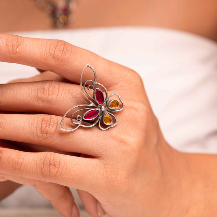 Adya Titli Aur Patti Earring Ring necklace Set