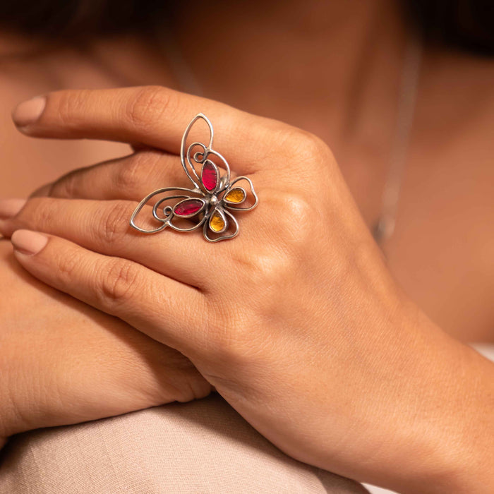 Adya Titli Aur Patti Earring Ring necklace Set