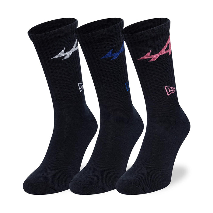 This is a Alpine Racing Alpine Logo Navy 3 Pack Crew Socks 1