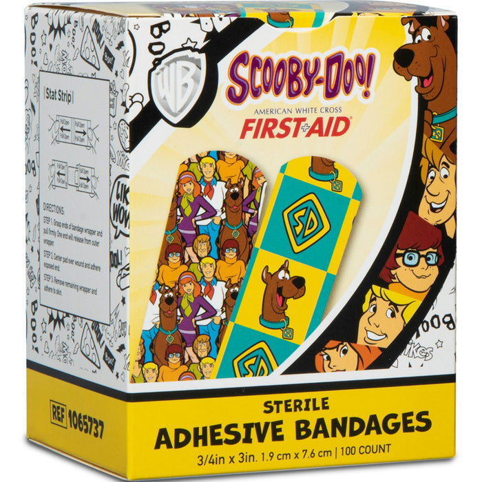 Dukal American White Cross Stat Strip Scooby-Doo Adhesive Strip, 0.75 x 3 Inch