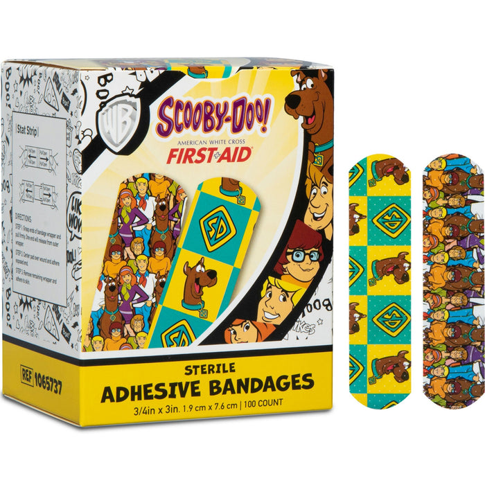 Dukal American White Cross Stat Strip Scooby-Doo Adhesive Strip, 0.75 x 3 Inch