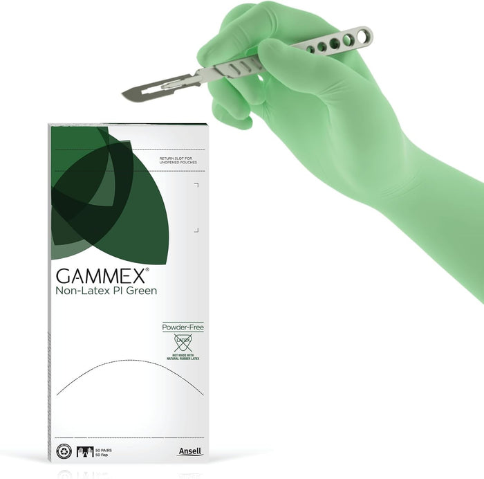Ansell Gammex Non-Latex PI Ortho Polyisoprene Surgical Gloves, Sterile, Light Green