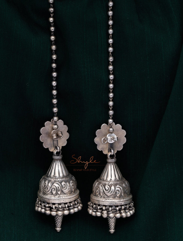 Anvaya flower Motif Chitai Detailed Kaanchain Jhumka