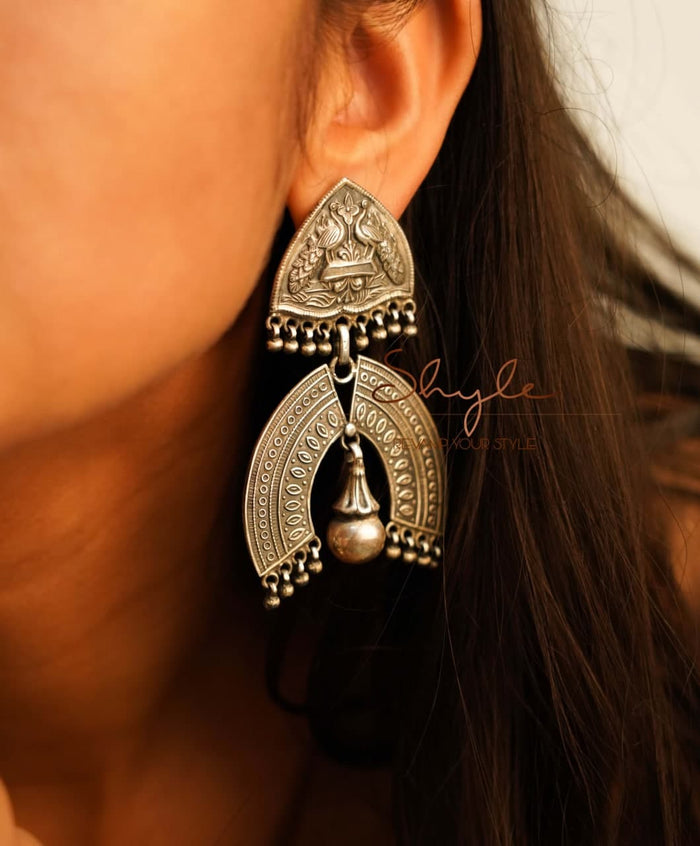 Anvaya Peacock Motif Intricate Classic Earrings
