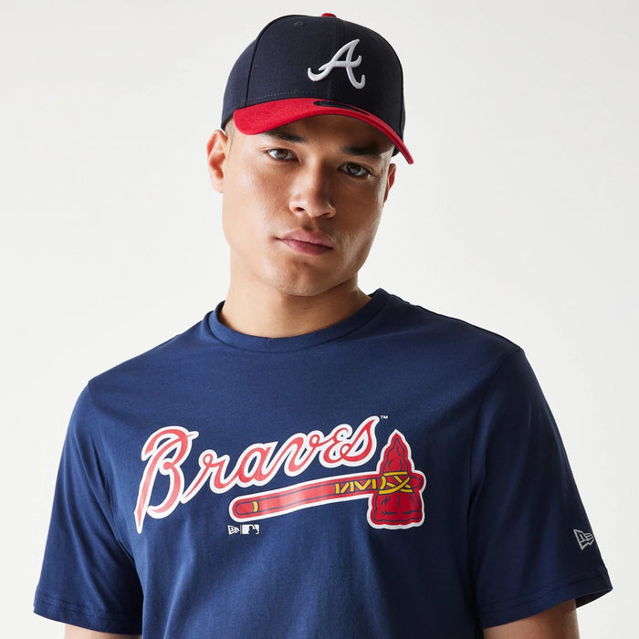 The Male model is wearing Atlanta Braves MLB Regular Dark Blue T-Shirt 3